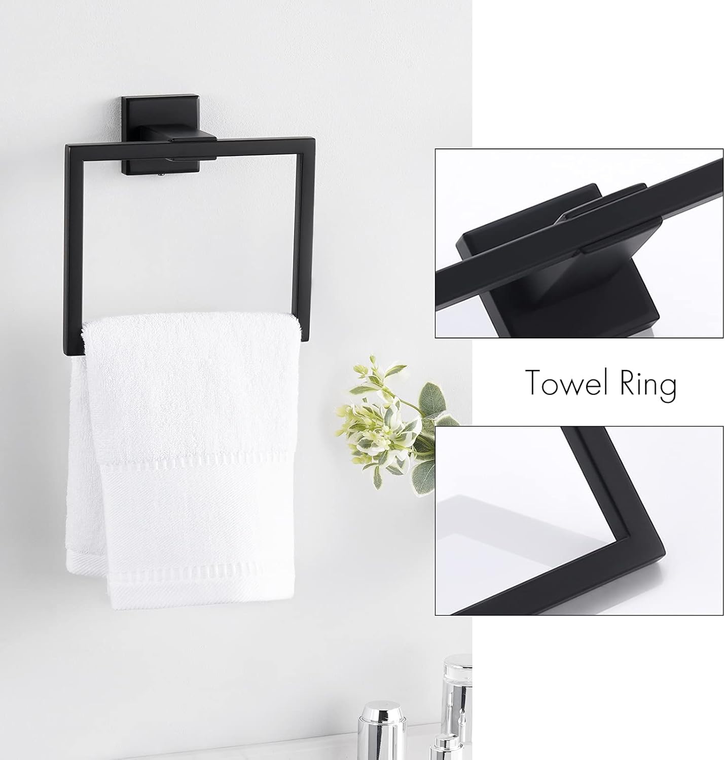 🔥 Cаѕhbасk uр tо 70% KES Black Bathroom Hardware Set 4-Piece Toilet Paper Holder 24-Inch Towel Bar Coat Hook Towel Ring SUS304 Stainless Steel Wall Mount, LA24BK-42