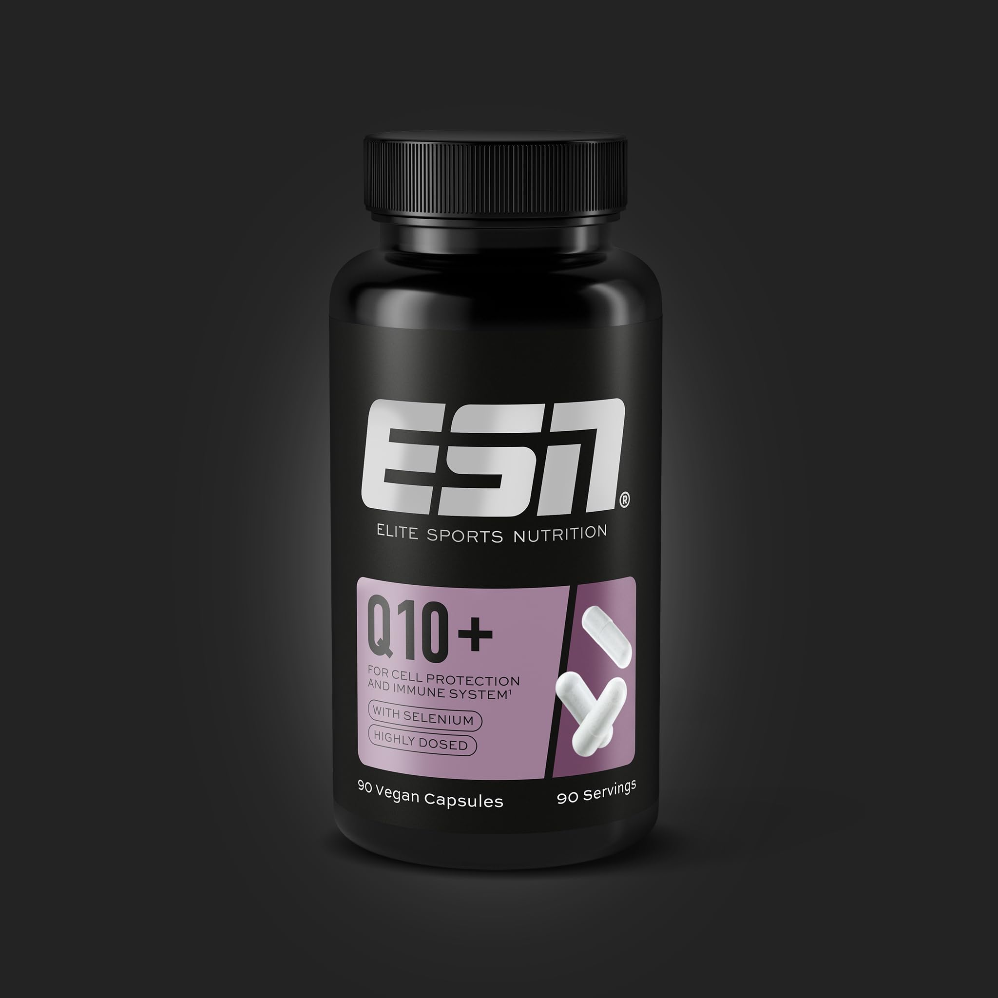 ESN Q10 Pro + Selen, 90 Kapseln, hochdosiert, 200 mg Coenzym Q10 + 18 µg Selen pro Kapsel, vegan & made in Germany