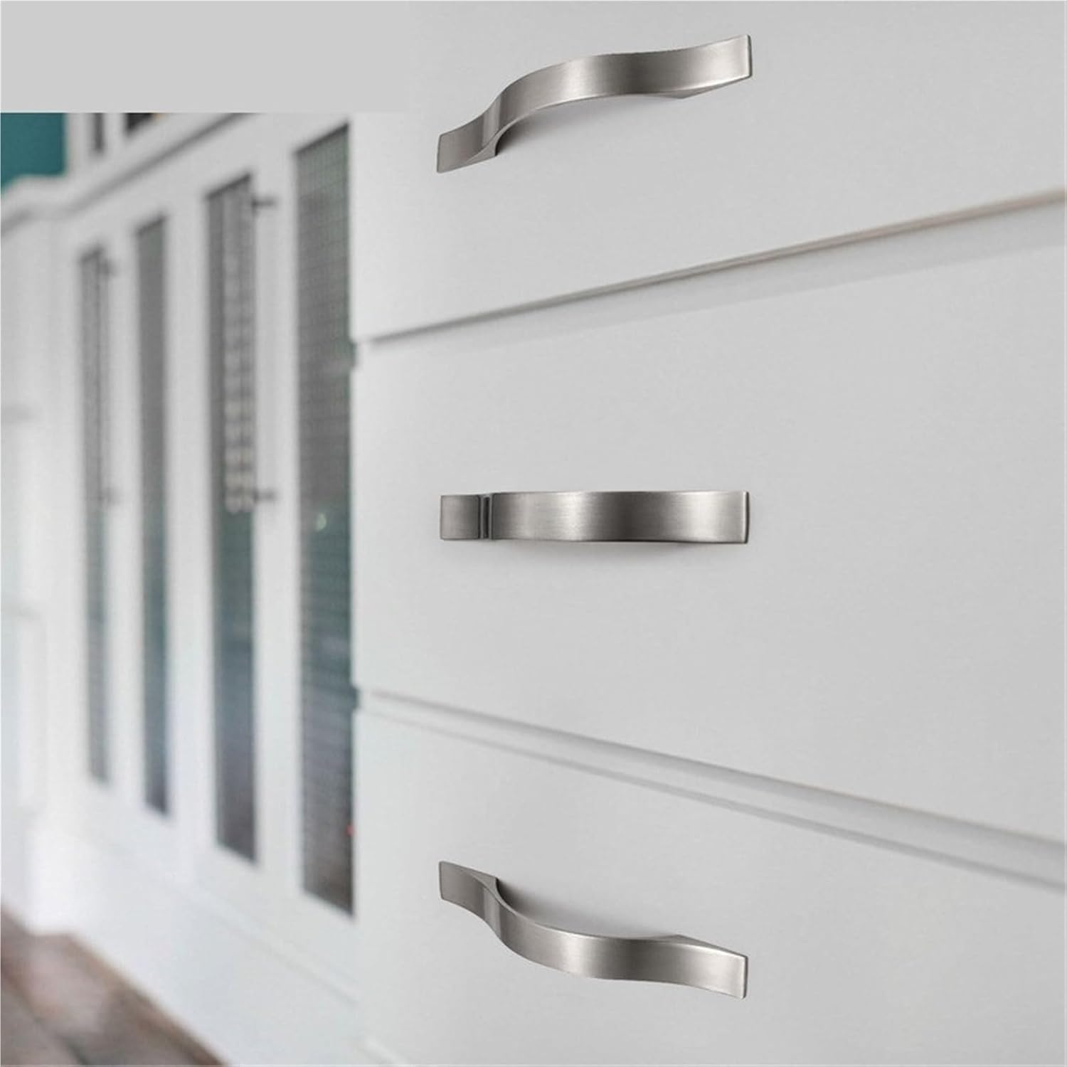 Aluminum Alloy Brushed Silver Cabinet Handles Kitchen Door Handles Drawer Knobs Wardrobe Furniture Pulls 1Pcs(Handle-3017-160mm)