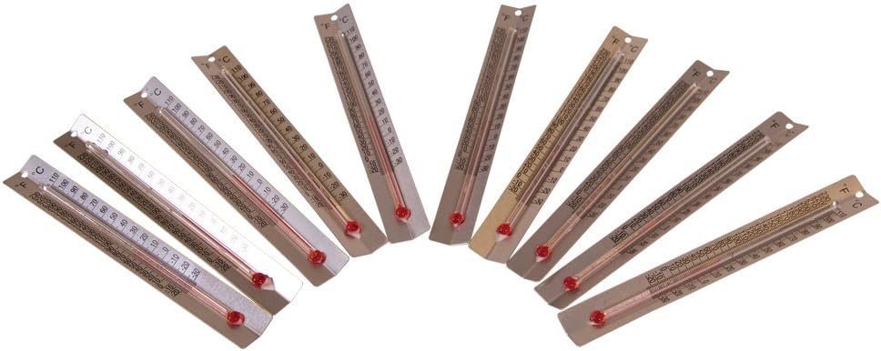V-Shaped, Dual-Scale, Mercury-Free Thermometers for Indoor Science Use (Pack of 10)