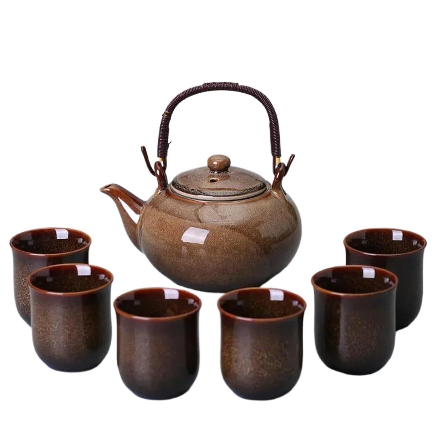 Juego De Té Kungfu Porcelana Con Tetera Y 6 Tazas