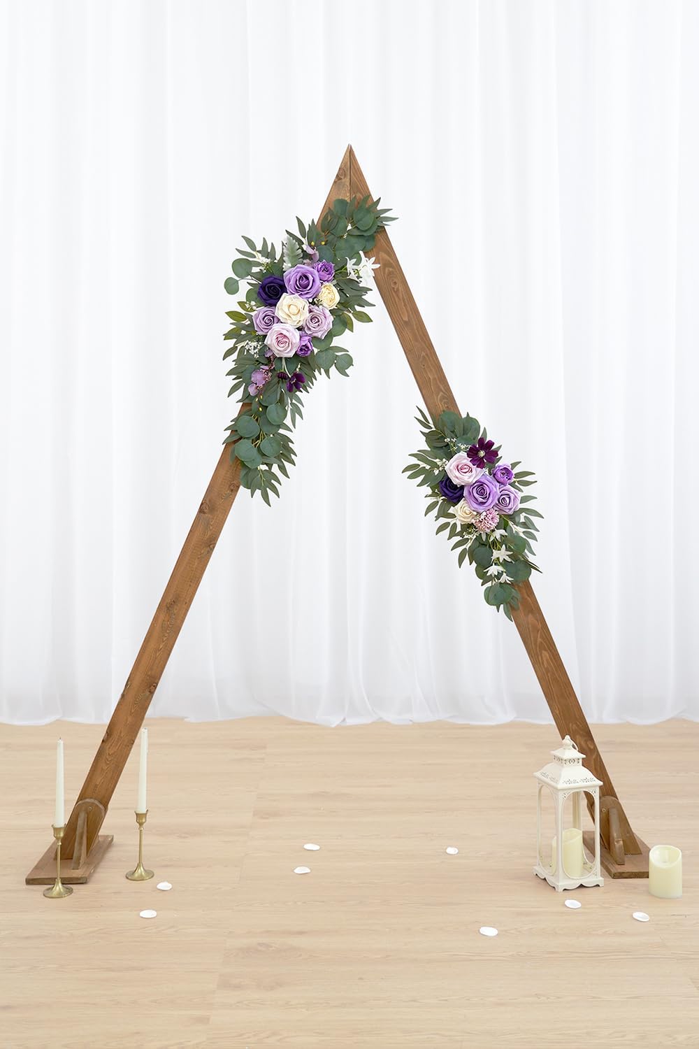 Faux Flower Swag Set of 2 for Wedding Welcome Signs Floral Decorations, Purple Wedding Arch Flowers for Wedding Ceremony (Lilac & Purple & Cream)