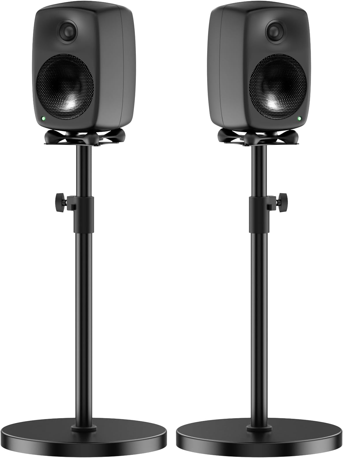 Height Adjustable Speaker Stands Pair for Genelec G Three 8030C 8330A Speaker Stand Wr Cable Management - Heavy Duty Floor Speaker Stand for Genelec Studio Monitor Stands Up to 30 Lbs