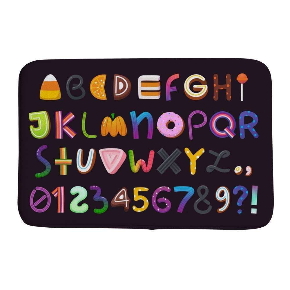 Tapis de douche en velours corail imprimé bonbons Halloween 36 x 61 cm