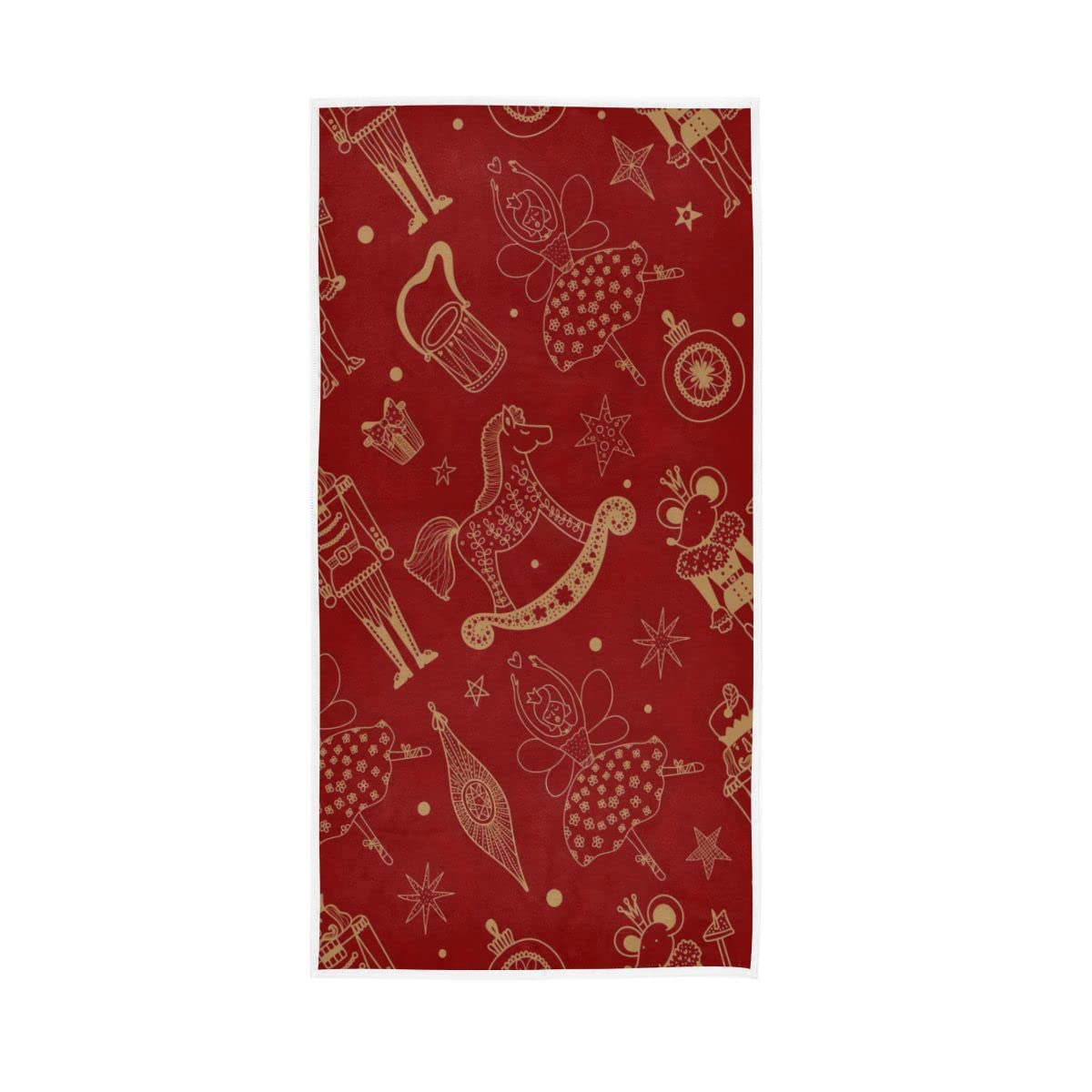 HUYGD Red Christmas Nutcracker Soft Bath Towel Large Hand Towels Multipurpose for Bathroom Hotel Gym Spa Yoga 30"x15"