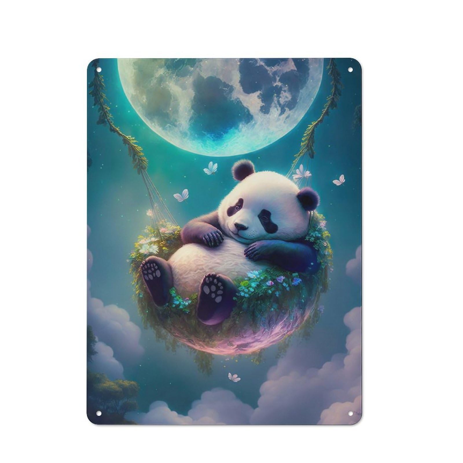 Retro Metal Sign 40x30cm Featuring The Enchanted Panda, Home Bar Decor for Pub, Home Bar, Shed Or Man Cave