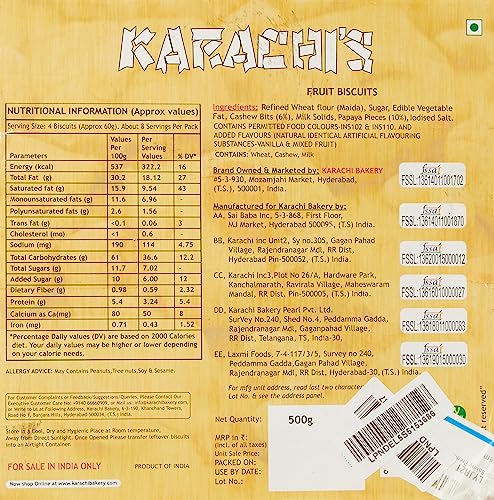 Image of Karachi Bakery Premium Fruit Biscuit, 500g