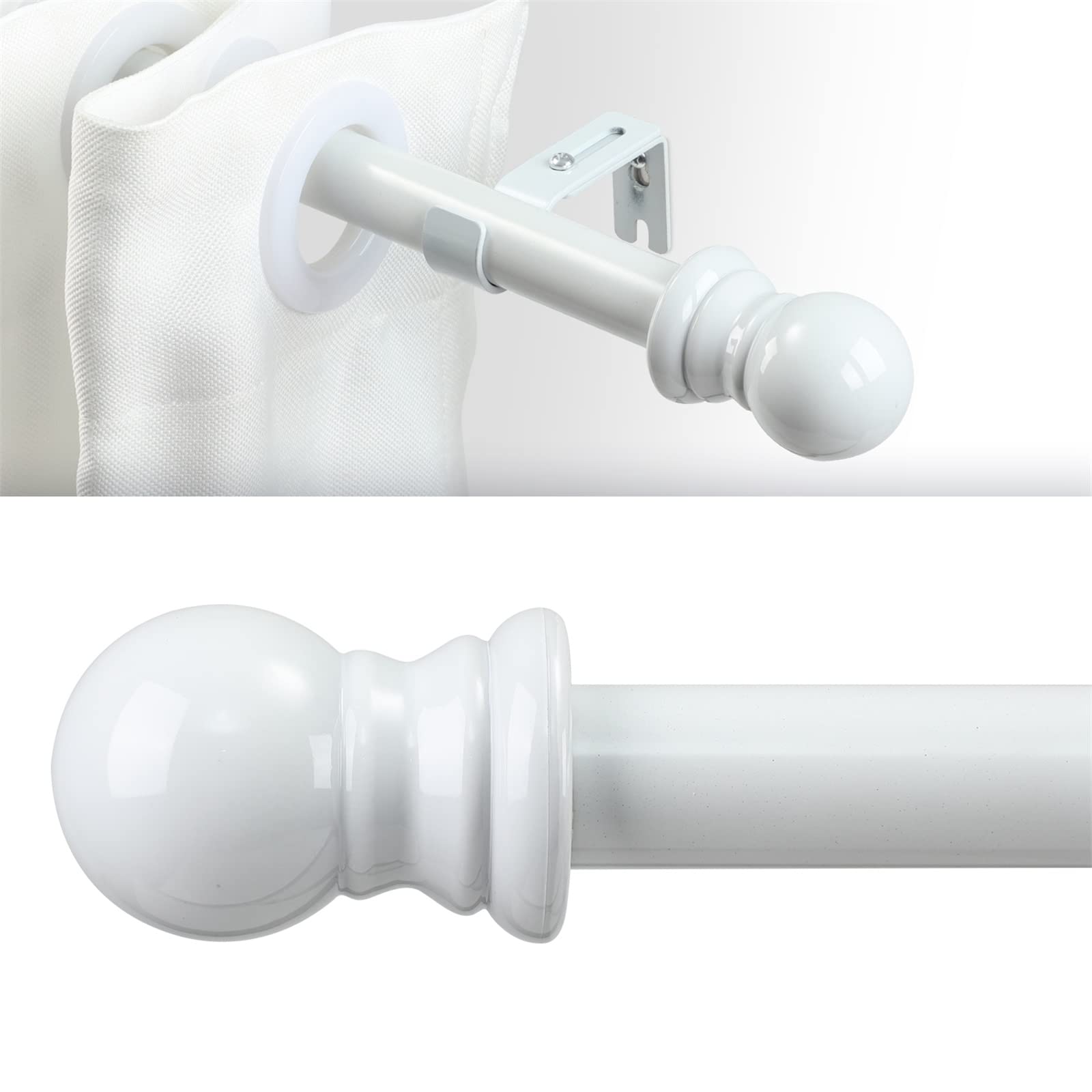 Bird Twig White Curtain Rods for Windows 48 to 84” - 1 Inch Heavy Duty Metal Curtain Rod Set,Adjustable Drapery Rods with Brackets for Bedroom,Sliding Door,Livingroom