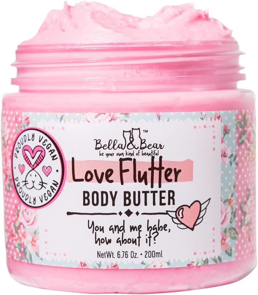 Bella & Bear Love Flutter Body Butter - Hydrating Cream for Soft, Smooth Skin | Perfect for Stretch Marks & Scars | 6.7oz of Nourishing Love