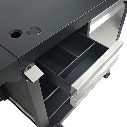 Miniatura 7 de Razor Carrito de preparación universal con estantes y cajón de almacenamiento para parrilla portátil al aire libre y parrillas, solo accesorio, negro