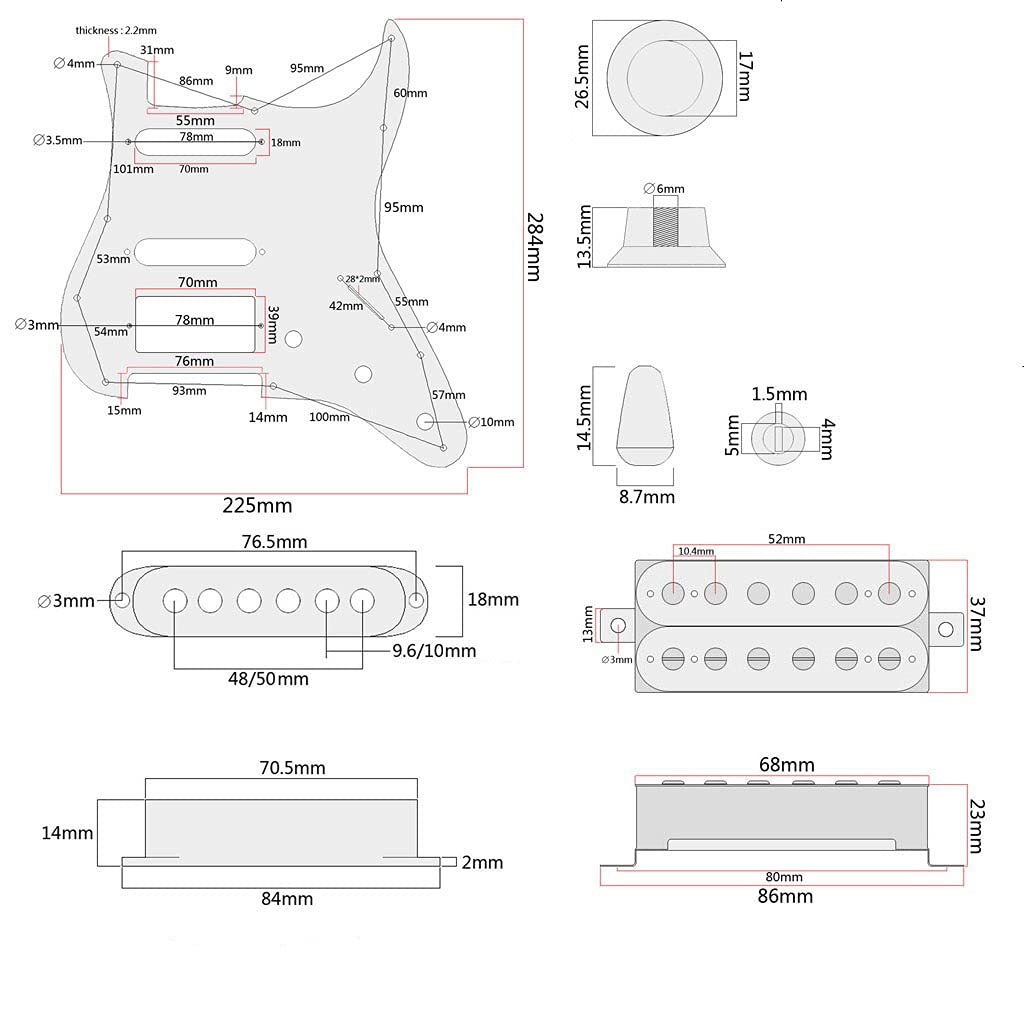 Alnicov Juego de pastillas de 3 capas SSH cargado con cable para guitarra eléctrica Strat ST Crema