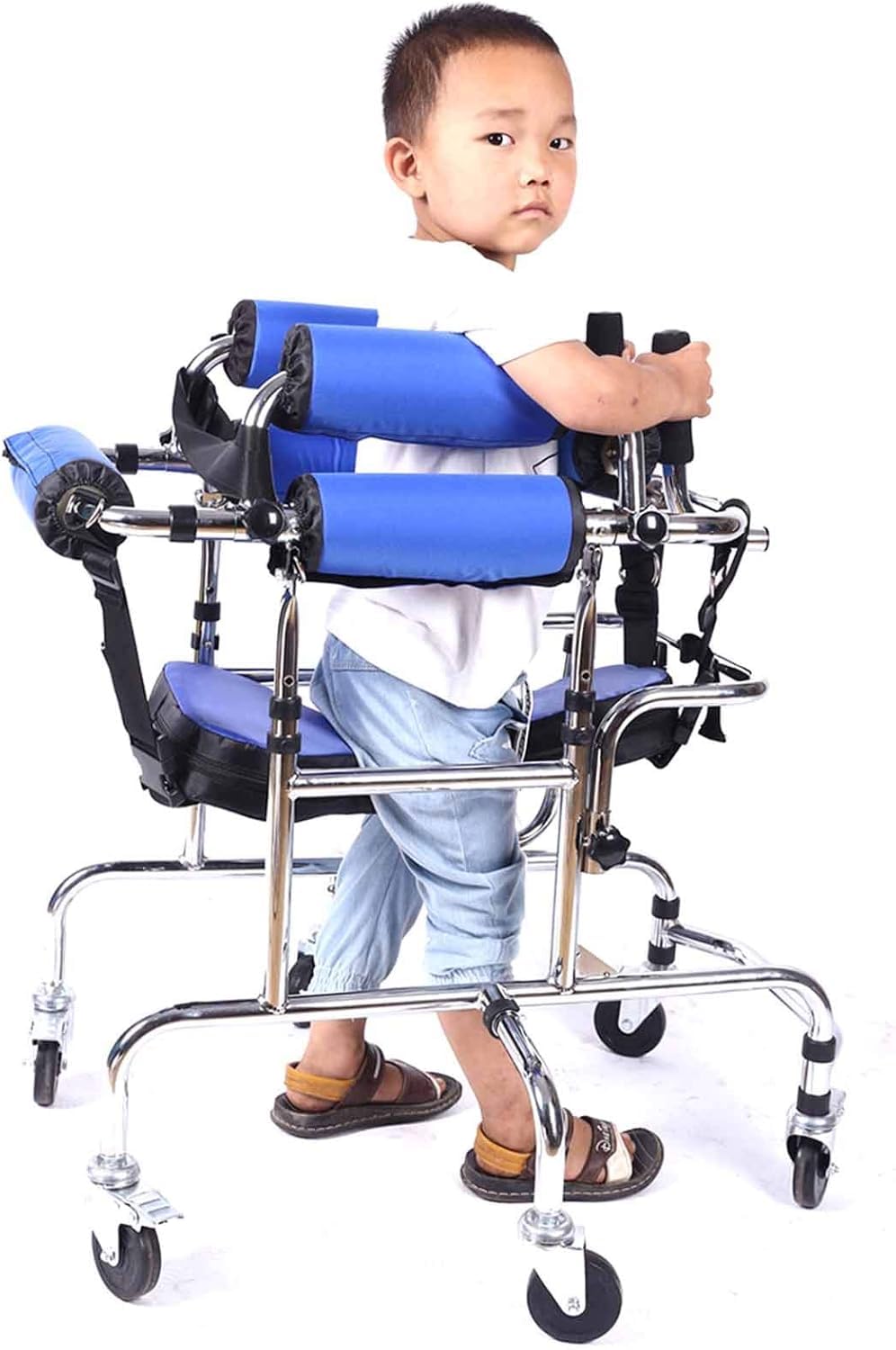 Andador andador con asiento para ancianos y discapacitados, ayuda de movilidad plegable y ligera, asiento de descanso cómodo, soporte resistente para caminar, dispositivo de asistencia para uso en