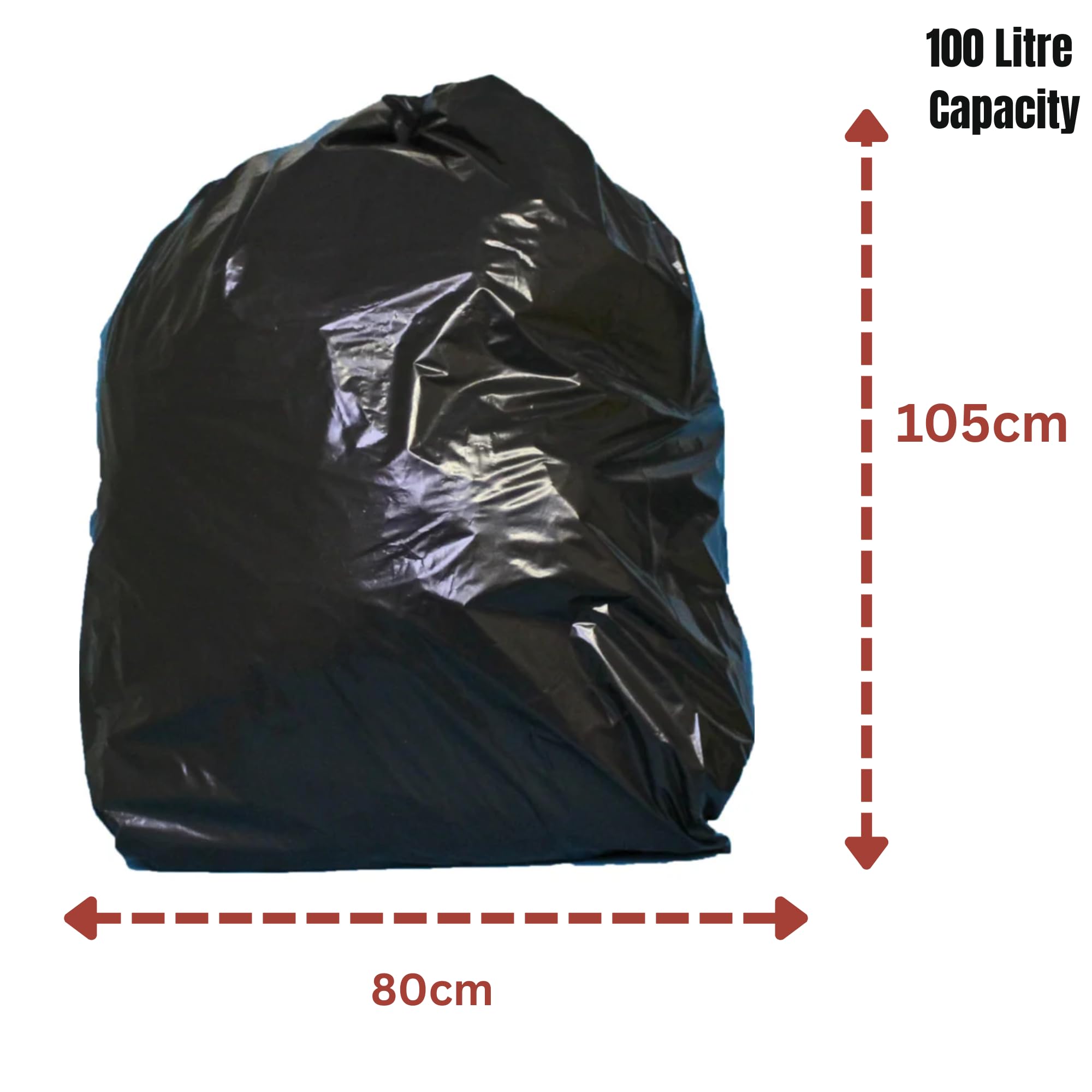 Premium Crown01 - Bolsas de basura extra fuertes para uso comercial, jardín, cocina, oficina, catering, restaurantes, 90 litros, ecológicas, 100 + 5 gratis (105 x 80 cm)