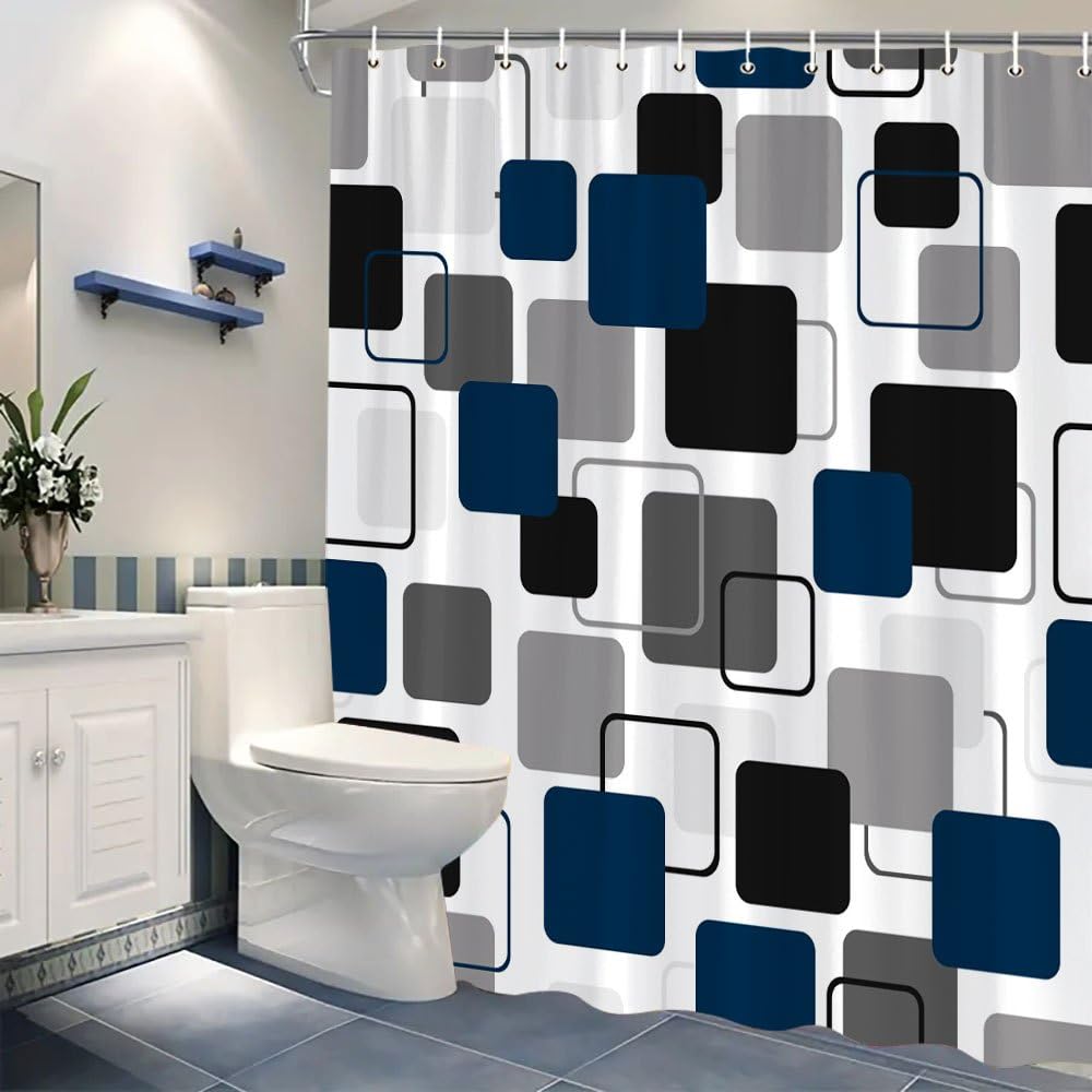 GLWDMB 1 Piece 120x180CM Abstract Geometric Design Printed Shower Curtain With Hook, Polyester, for Windows And Walls, Bathtub, Bathroom, Machine Washable, All Season Universal