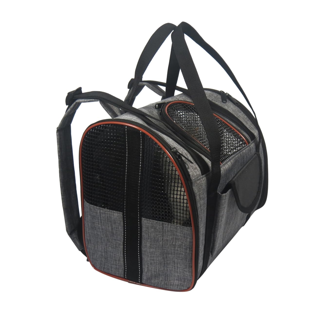 GRIRIW Portable Pet Backpack Carrier Breathable Mesh Design for Cats and Dogs Collapsible Travel Bag for Outdoor Activities Stylish and Coffee Color