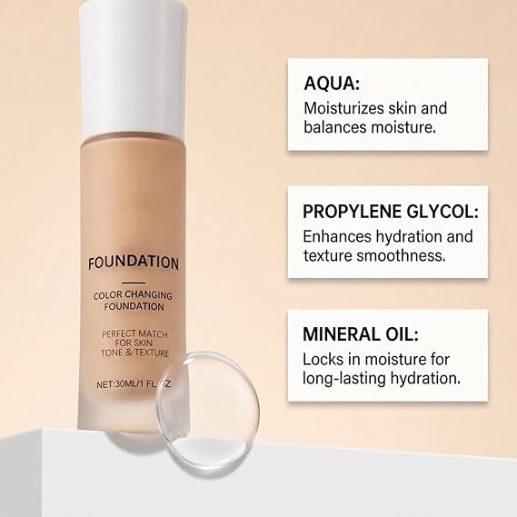 2PCS Color Changing Foundation,Liquid Colour Changing Foundation for Mature Skin,Intelligent Color Correcting Foundation Medium Coverage,Hydrating&Lightweight,Long-Lasting Natural Finish (Medium)