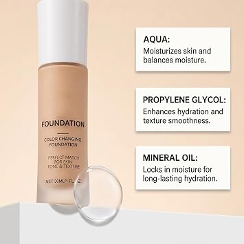 2PCS Color Changing Foundation,Liquid Colour Changing Foundation for Mature Skin,Intelligent Color Correcting Foundation Medium Coverage,Hydrating&Lightweight,Long-Lasting Natural Finish (Medium)