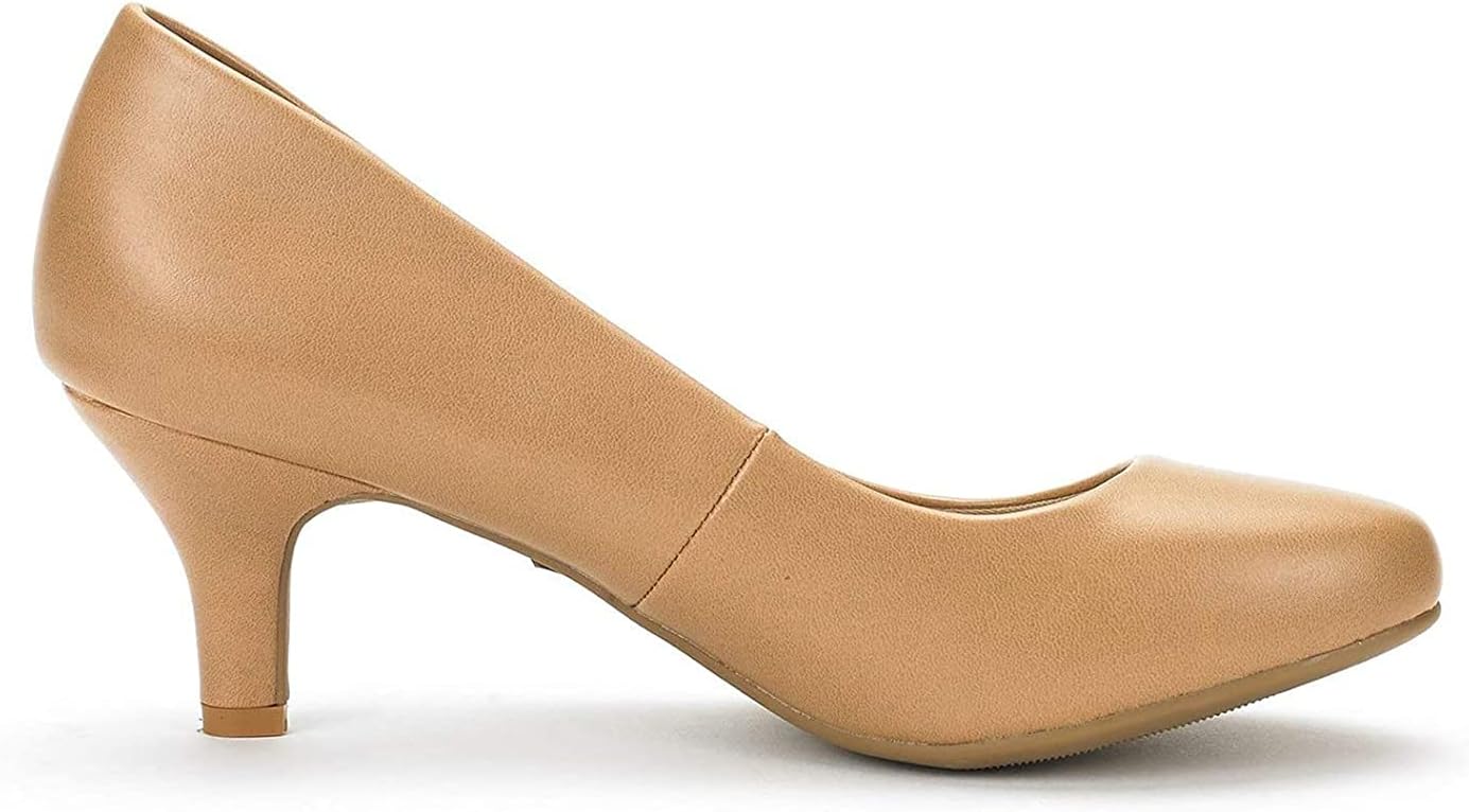DREAM PAIRS Women's Luvly Bridal Wedding Party Low Heel Pump Shoes 5 Luvly-taupe-pu