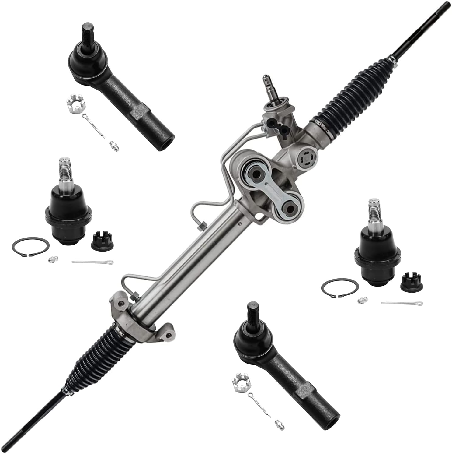 Detroit Axle - AWD Front 11pc Suspension Kit for Chevy GMC Sierra Yukon XL Silverado 1500 Tahoe Avalanche Escalade ESV EXT, Rack & Pinion Control Arms Wheel Bearing Hubs Tie Rods Sway Bars Ball Joints