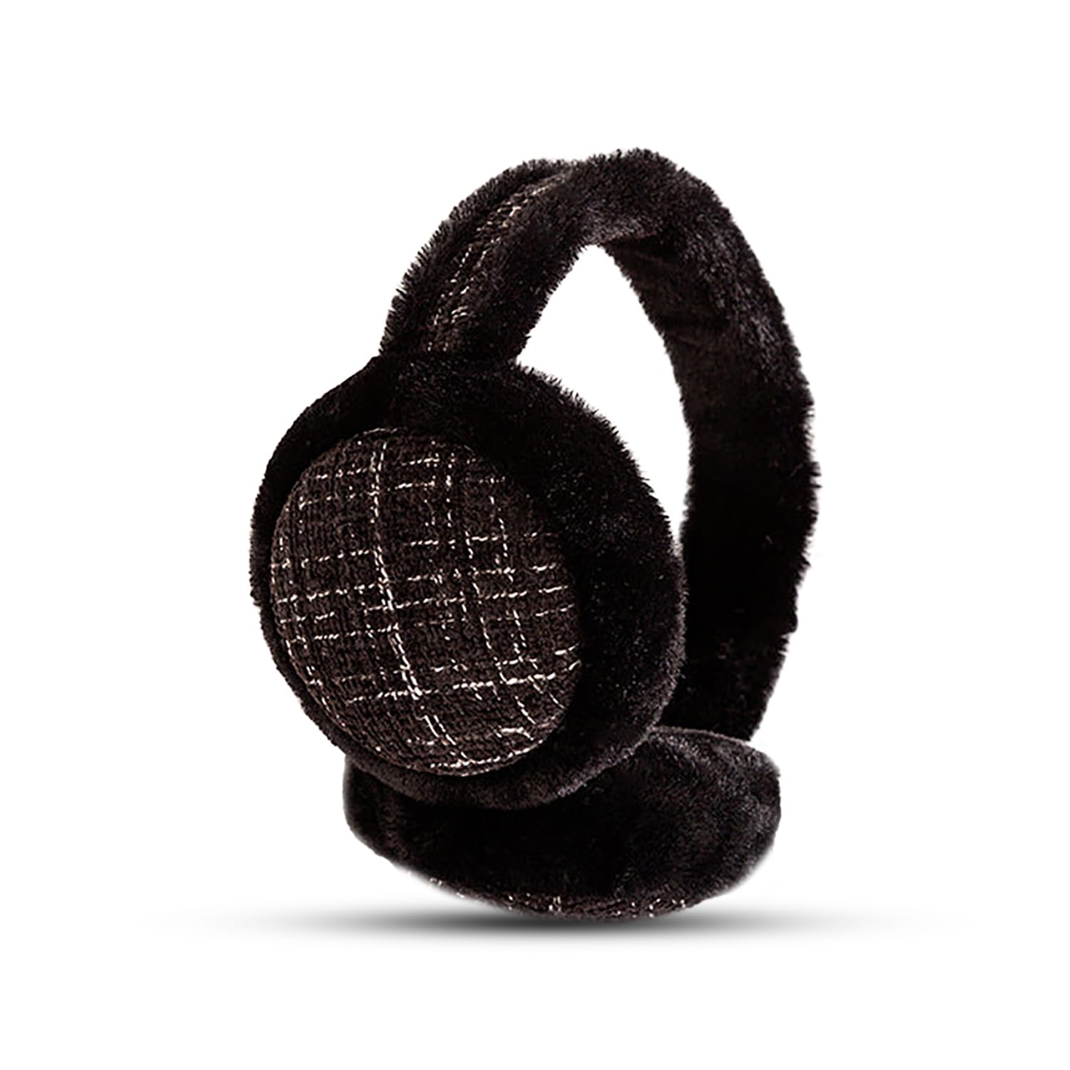 Winter Earmuffs with Plush, Warm & Cozy Lattice Pattern for Kids, Adult