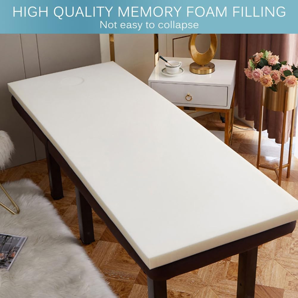 White(s),6cm/185 * 70cm,LDLCYCN Latex Memory Foam Massage Table Mattress Topper Thicken Beauty Salon Bed Mattress with Face Breath Hole 3Cm/6Cm Lash Bed Topper Protective Pad for Massage Accessories