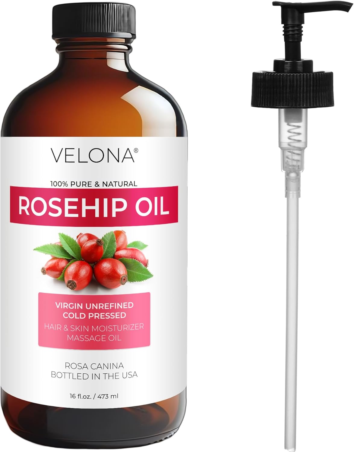 velona Rosehip Oil - 16 Fl Oz in Glass Bottle | 100% Pure and Natural Carrier Oil| Unrefined, Cold Pressed, Hexane Free | Moisturizing Face, Hair, Body, Skin Care, Stretch Marks, Scars… - Image 6