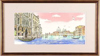 原画#3794 黒猫 ベネチア 水彩画 ドローイング 風景画 インテリア