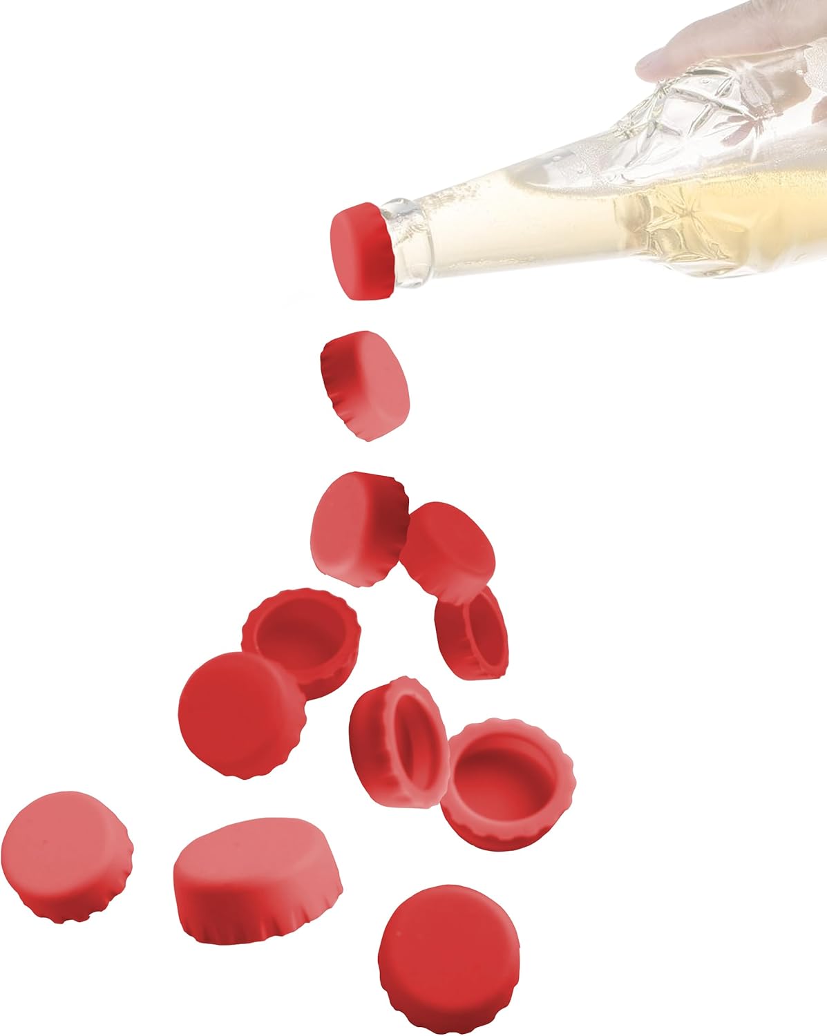 Bottle Caps, Beer Bottle Caps Silicone Reusable Glass Bottle Stopper Hat, Prevent Spillage Sealer Cover for Beer, Soda, Soft Drink, Beverages, HomeBrew, 12 Packs Kitchen Gadgets Red
