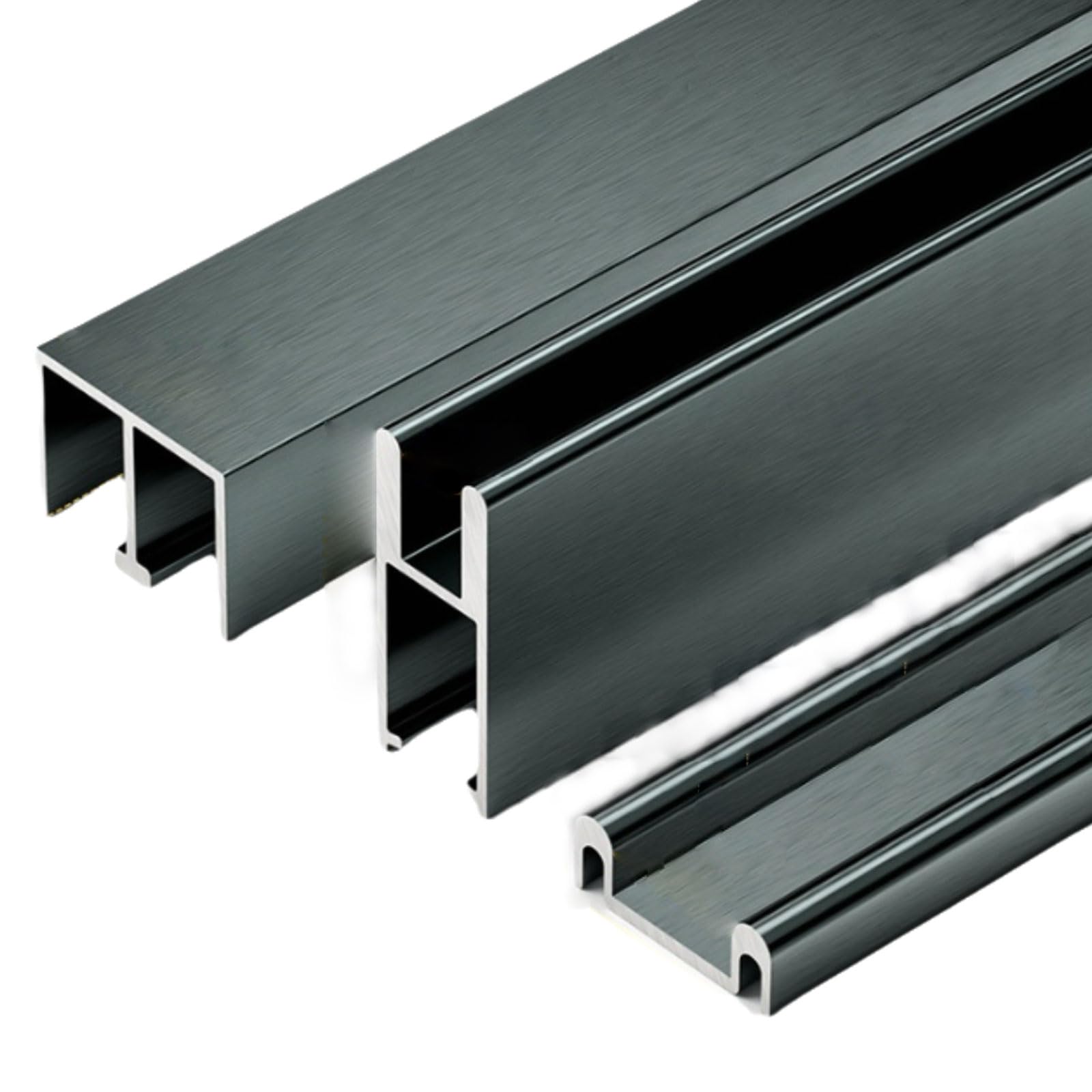 Zestaw szyn do drzwi przesuwnych, system podwójnych szyn ze stopu aluminium do drzwi szafy i szklanych, gładka prowadnica do szafek