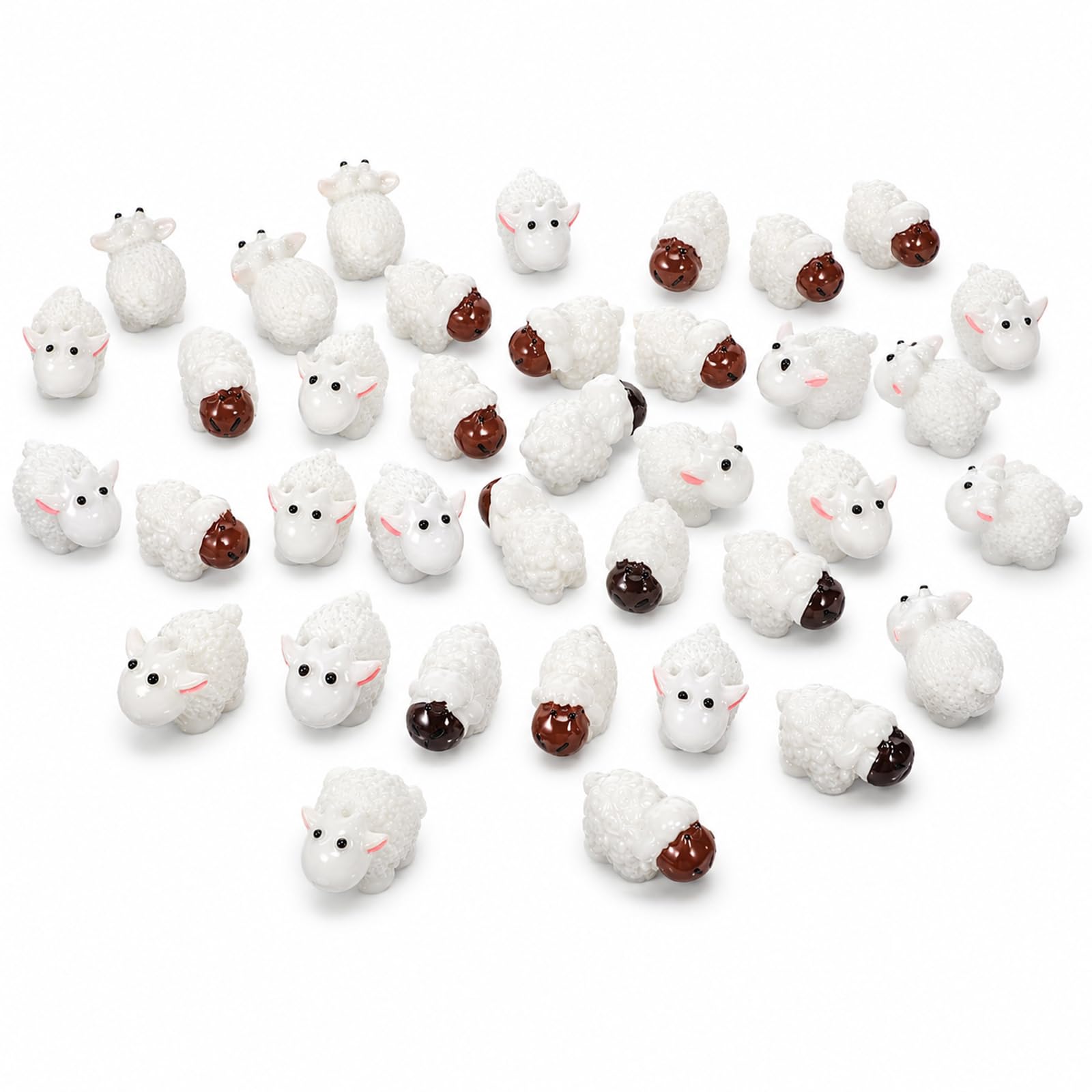 40Pcs Mini Sheep Figurines, Cute Miniature Resin Sheep Tiny Animal Figurine