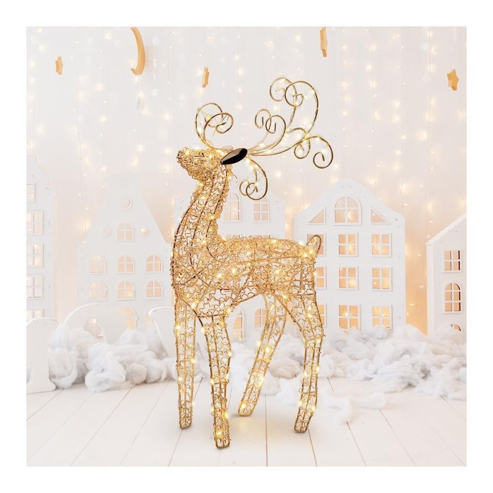 Lotti Rentier Draht aus Metall, 38 cm, 100 Micro-LEDs, warmweiß, VPM-F RND C 47-TF