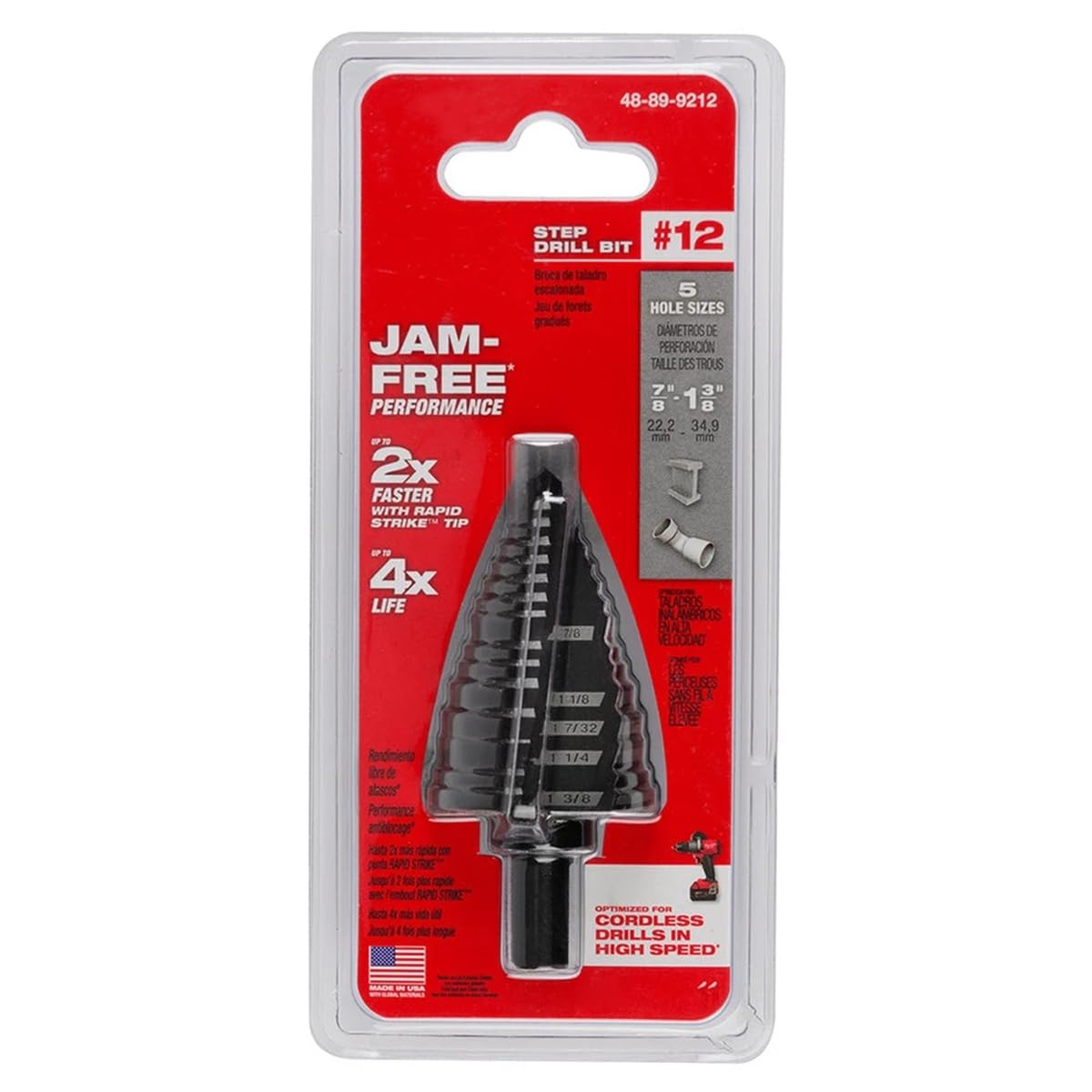 48-89-9212#12 JAM Free Step Drill Bit 7/8