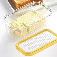 Vista 3 de Mantequillera con cortador de mantequilla, recipiente rectangular hermético para almacenamiento de alimentos, bandeja de mantequilla cubierta