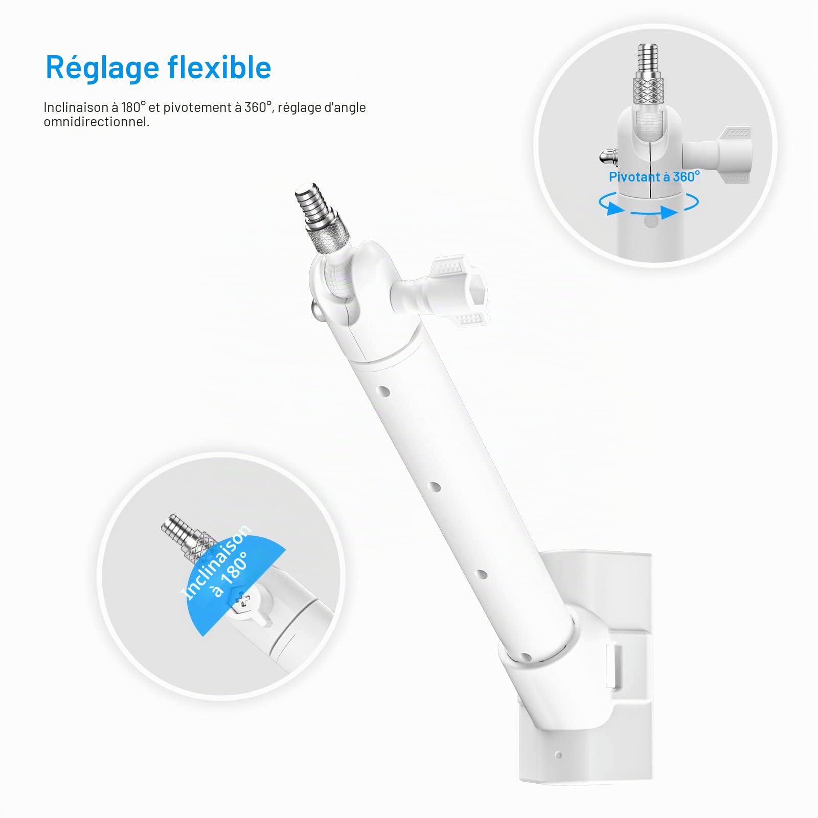 HOLACA Support d'extension de poteau compatible avec panneau solaire R ing/Arlo/Wyze/Eufy/Waterstone, support de montage pour panneau solaire R ing (montage sur poteau/blanc)