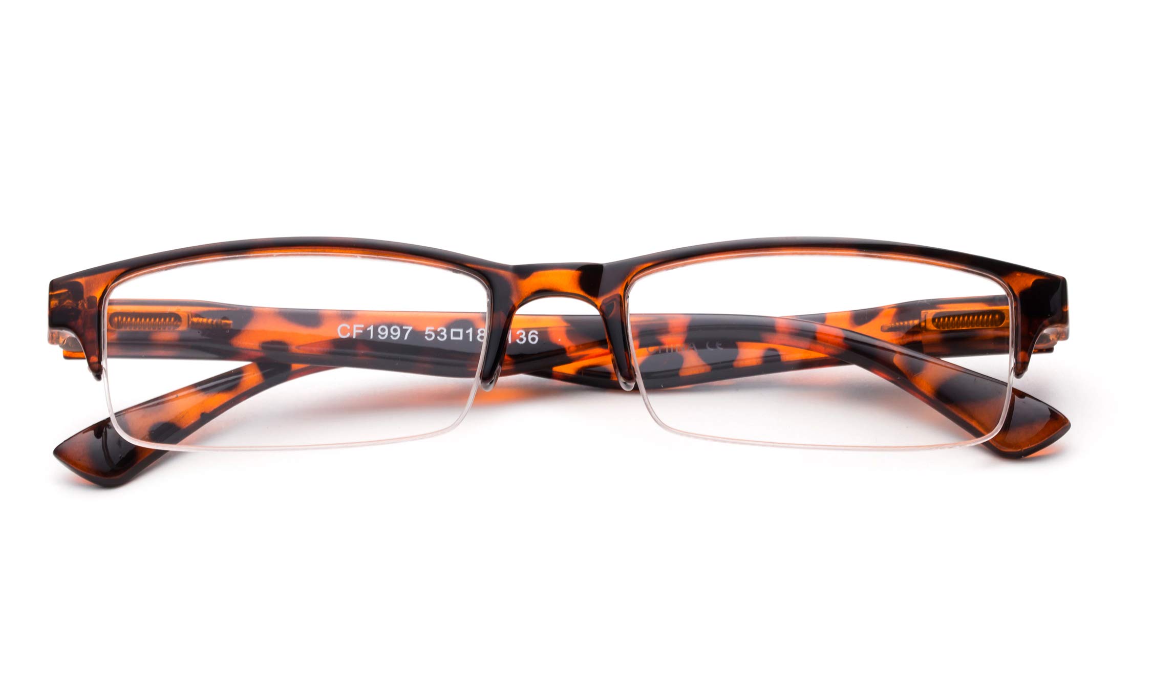 Semi-Rimless Reaing Glasses Stylish Look Light Weight with Carring Pouch Tortoise