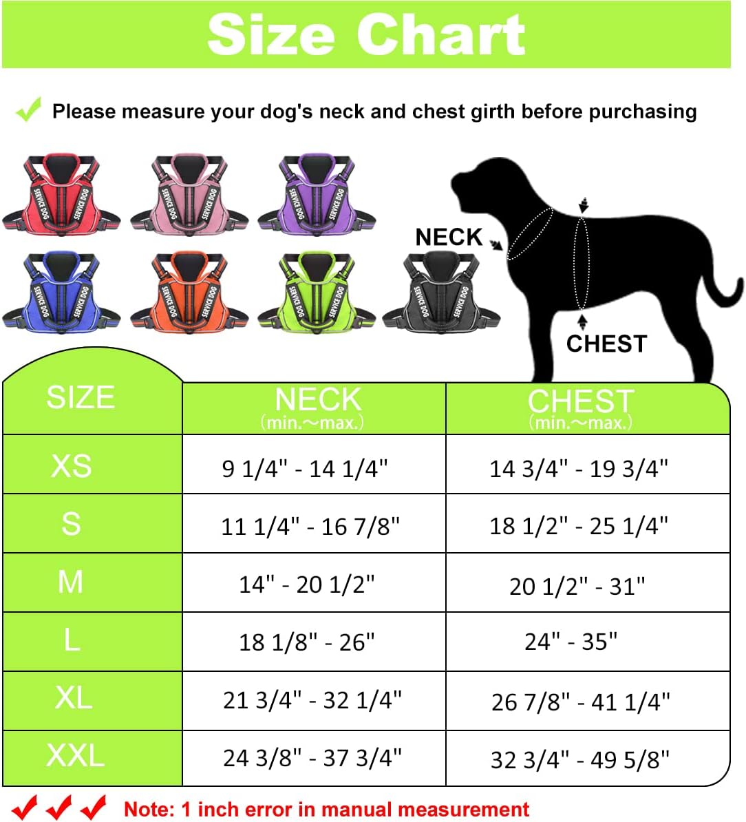 Service Dog Harness with 4pcs Free Labels, Adjustable No Pull Dog Vest