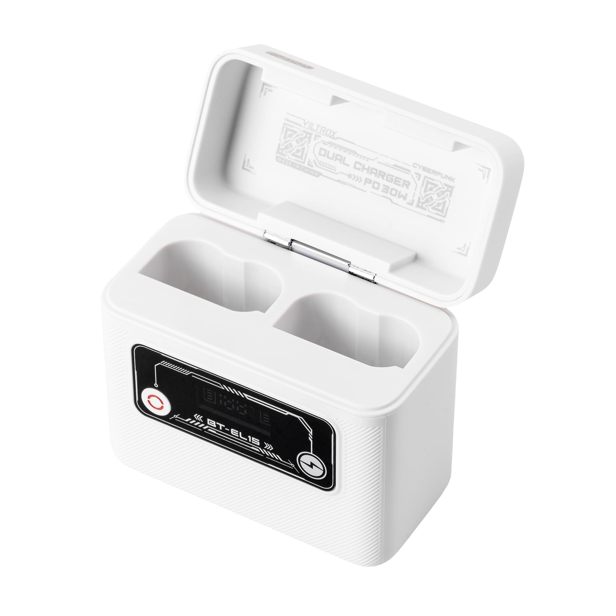 VILTROX EN-EL15 Dual Battery Charger, 5500mAh Storage Station & 30W Fast Charge Hub for Nikon EN-EL15, 40.7Wh USB-C Dual Charging Case with Screen for