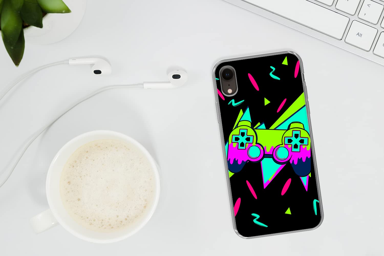 MuchoWow Funda para iPhone XR - Juego - Mando - Negro - Funda de Silicona/Funda Blanda para teléfono móvil