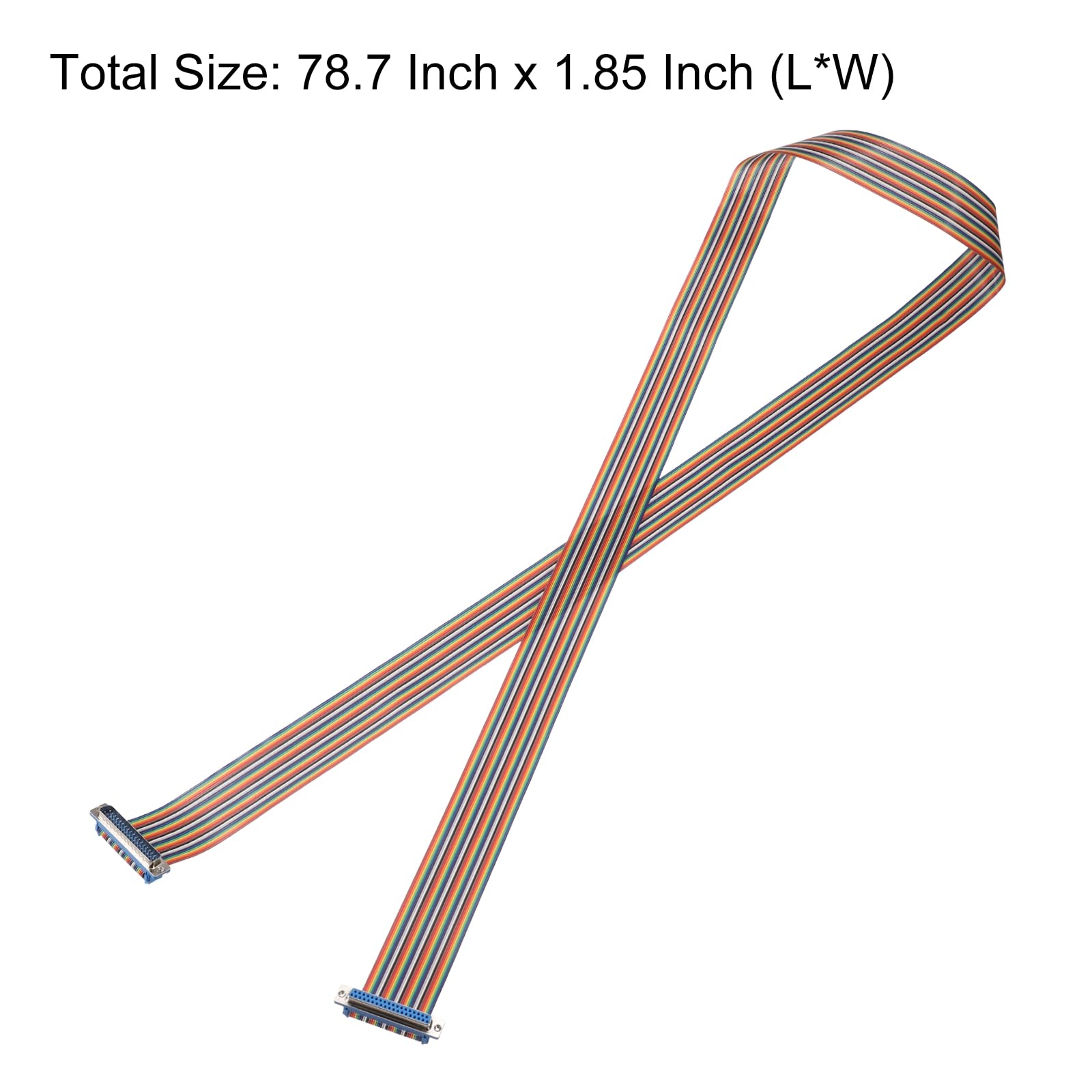 QUARKZMAN Câble Ruban Plat IDC Rainbow DB37 Mâle Vers DB37 Femelle Longueur 78.7 Pouces Pas 2.54mm Fils De Connexion Pour Projets Électroniques