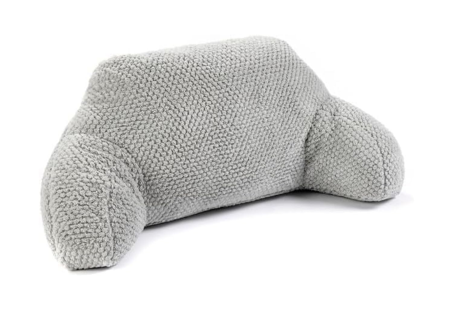 Downland Waffle Grey Huggleland Reading Pillow With Arms - Soft Waffle Fleece Cuddle Cushion For Adults, Backrest Support Pillow For Bed, Chair & Armchair Reading Cushion (Grey) - 45H X 39D X 89W Cm