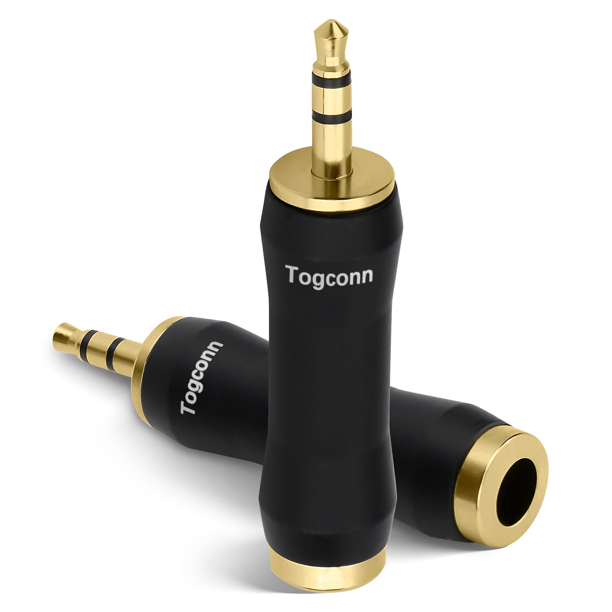 Togconn 1/8 Inch to 1/4 Inch Adapter 2 Pack, 3.5mm TRS Stereo Male to 6.35mm Quarter Inch Female Jack Plug Gold-Plated Pure Copper Audio Converter Connector Premium Quality Series