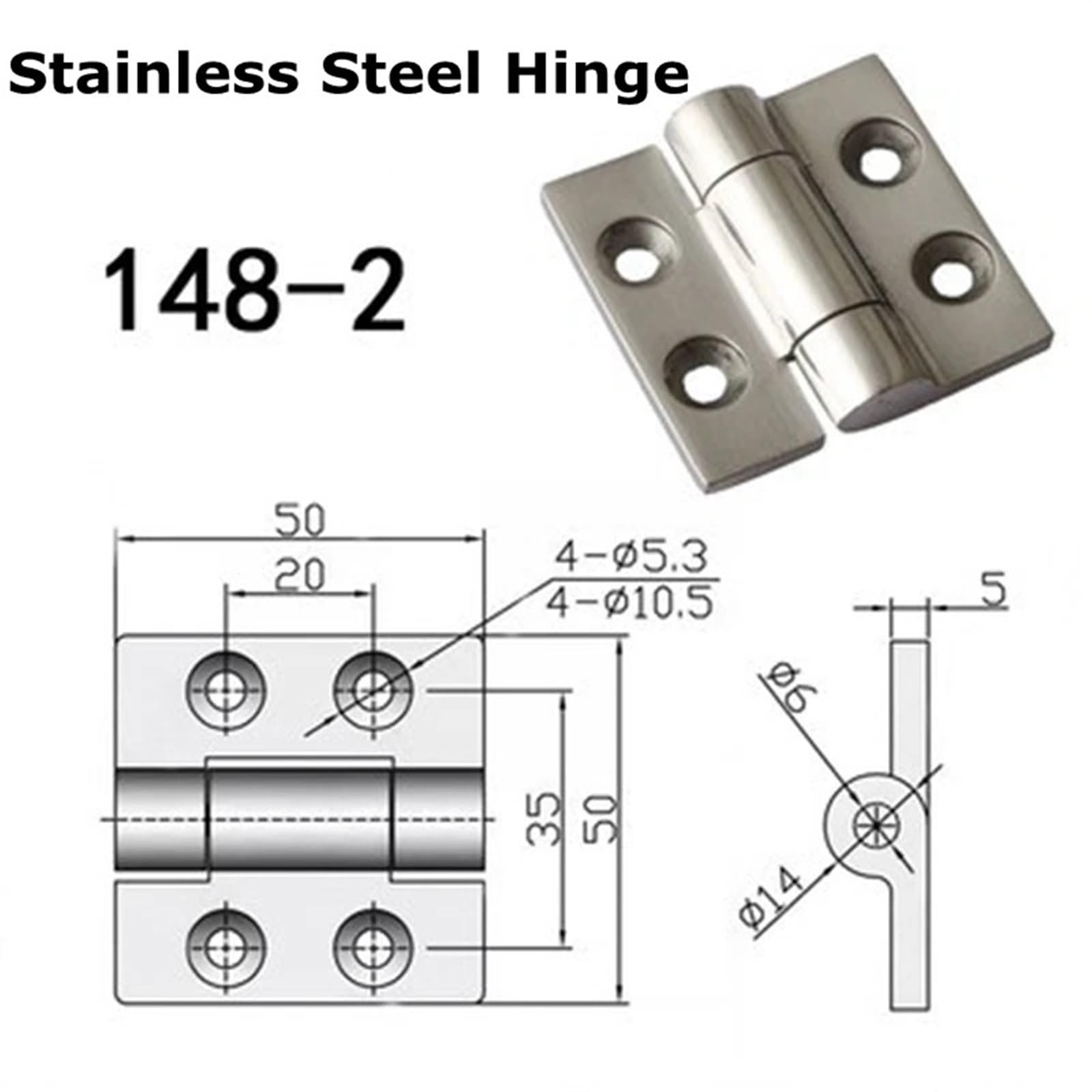zawiasy Zawias do szafek przemysłowych Skrzynka rozdzielcza ze stali nierdzewnej CL148-2 Drzwi mechaniczne 1 szt(Drawing-Stainless)