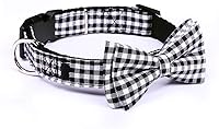 Vista 2 de Love Dream Collar de perro con pajarita, suave y cómodo, collar de perro a cuadros de liberación rápida con pajarita desmontable para perros