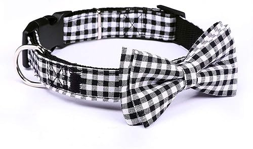 Miniatura 2 de Love Dream Collar de perro con pajarita, suave y cómodo, collar de perro a cuadros de liberación rápida con pajarita desmontable para perros