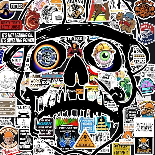 Hard Hat Stickers, 233 PCS Funny Stickers for Adults - Waterproof for Tool Box, Water Bottle, Construction Hat, Helmet – Blue Collar Sticker for Men, Welder, Electrician