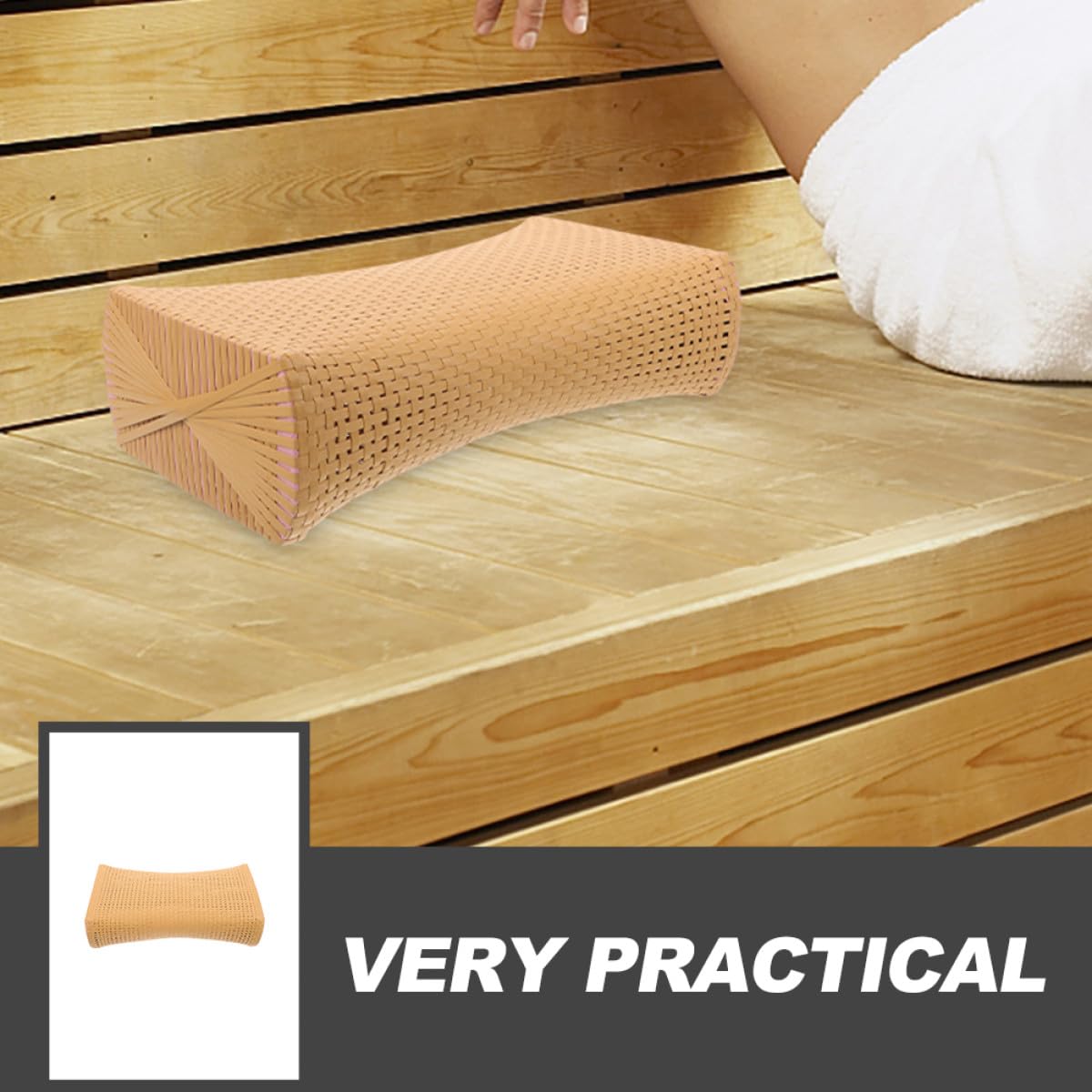 Lot de 2 Oreillers en Imitation Rotin Tressé, Grand Format Naturel, Coussins Respirants pour Sauna et Bain, Soutien Cervical Ergonomique, Oreillers Rafraîchissants pour Personnes