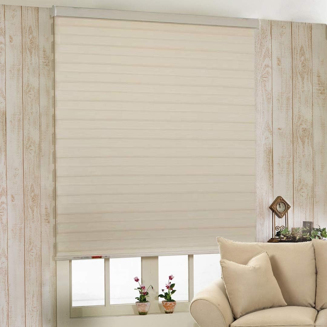 ZEBRA BLINDS Polyester Blinds for Windows,Ivory,W125XH150CM