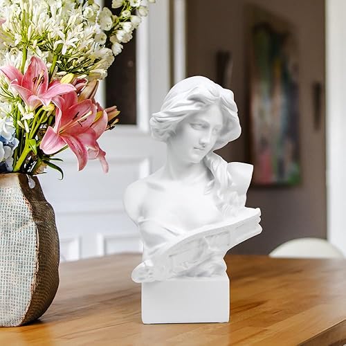 Miniatura 4 de Norrclp Estatua griega de la diosa musical, busto de cabeza romana clásica, escultura de mitología griega para sala de estar, decoración de estantes