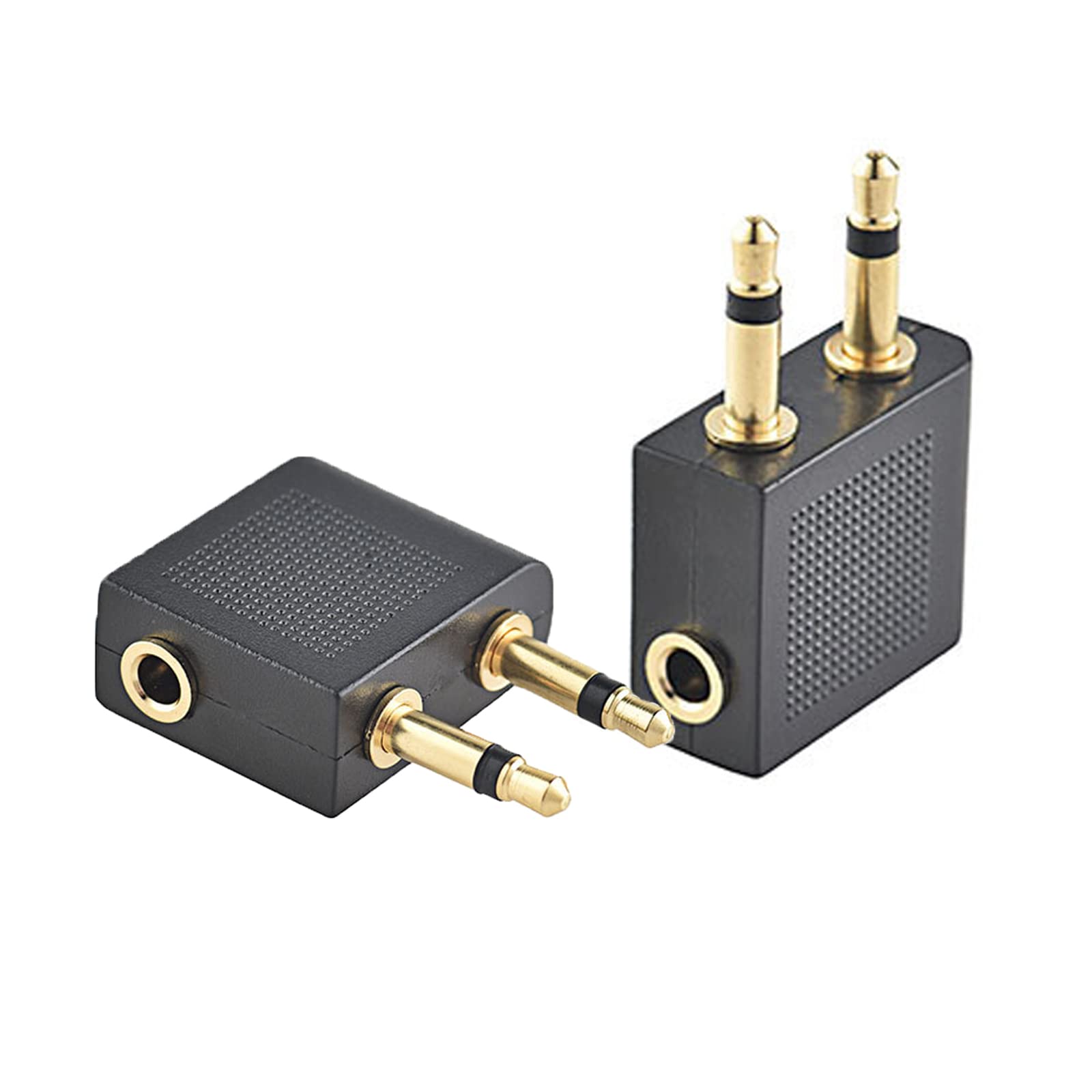 OBYJCA Plane Headphone Adaptor, 2 PCS Wireless Airplane Headphone Adapter Gold Plated Headphone Airplane Adapter Works Wireless Airplane Adapter Airplane Adapter for Headphone 3.5mm Mono Jack