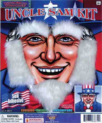 Forum Uncle Sam Patriotic July 4th Costume White Beard Facial Hair, As Shown, Standard